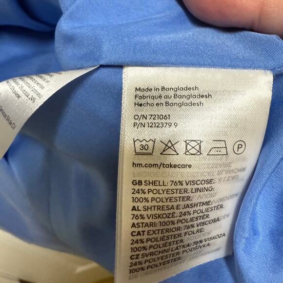 H&M Womens Single Breasted Twill Blazer Jacket Sky Blue Size XS NEW - Picture 6 of 6